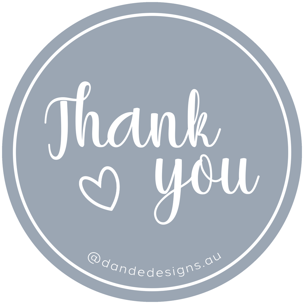 Dusty Blue Thank You Customisable Circle Stickers