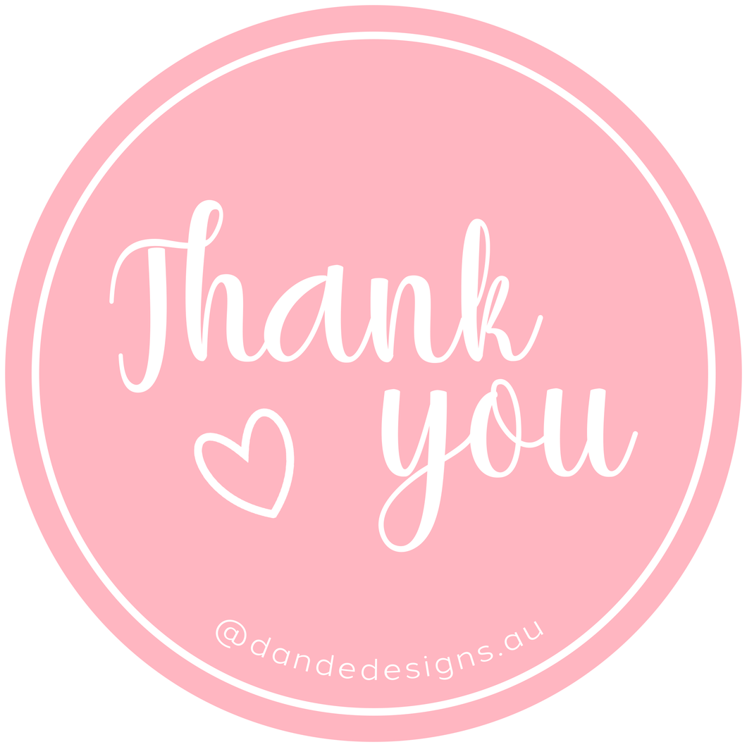 Pink Thank You Customisable Circle Stickers